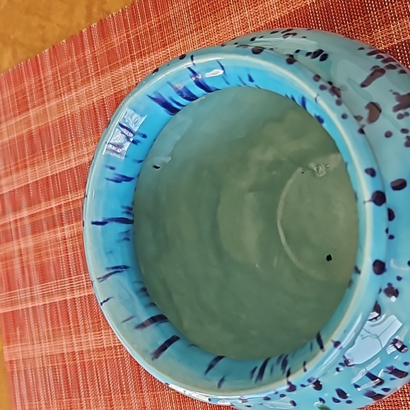 Ceramic pottery planter blue - Picture 2 of 6